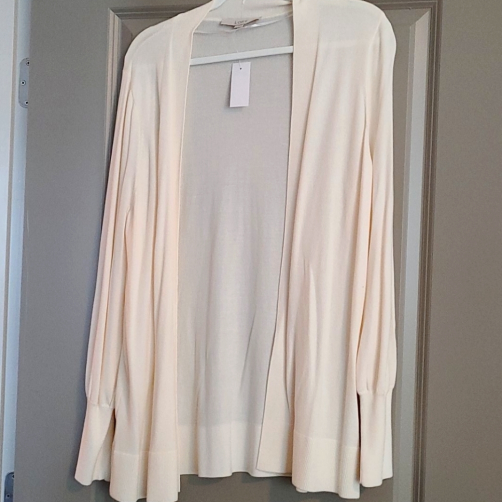 LOFT NWT Off White Cream Cardigan Sz L